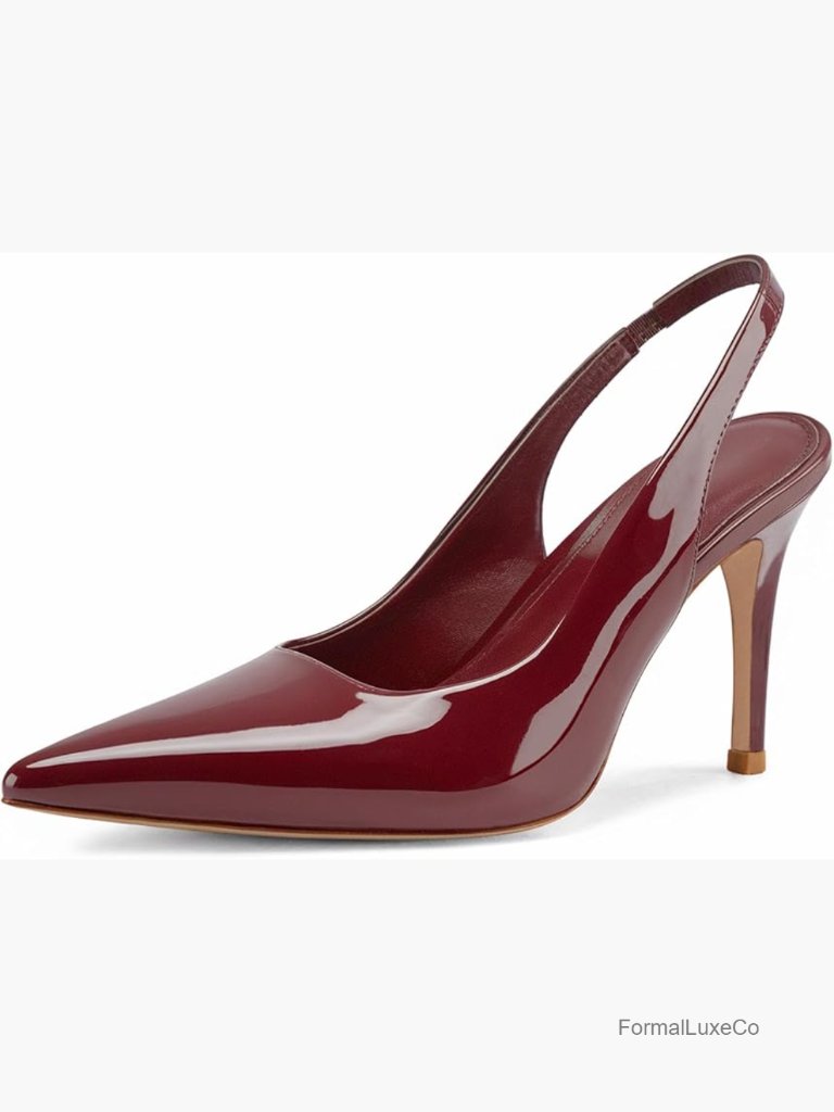 Slingback Heels Pointed Toe Stiletto Closed Toe Pumps 2.95 Inch High Heels